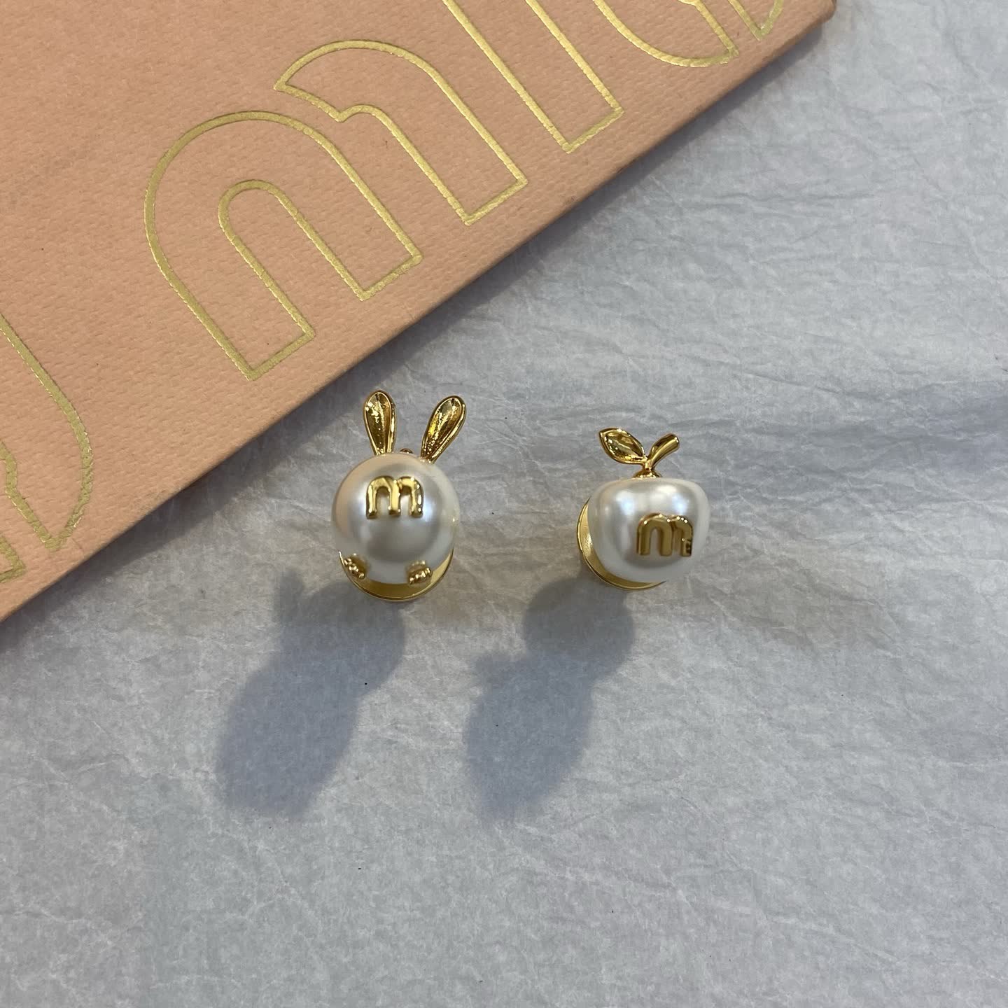 Miu Miu Gold Tone Pearl Earrings